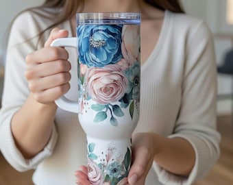 Floral 40oz Tumbler, Stainless Steel Travel Mug (Flawed)
