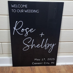Custom Acrylic Wedding Welcome Sign: Painted Personalized Decor