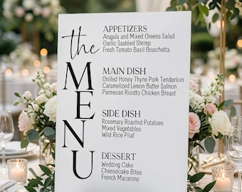 Panneau acrylique « The Menu » : Menus pour brunchs, mariages, enterrements de vie de jeune fille et fêtes prénatales