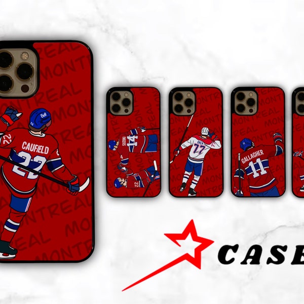 Kirby Dach, Nick Suzuki, Cole Caufield, Brendan Gallagher, PK Subban and Cole Caufield Montreal Canadian Hockey Phone Cases.