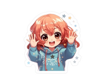 Star Eyed, Cute, Anime, Girl, Sticker