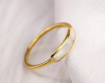 Mother of Pearl Ring | 18k Gold Plated, Stainless Steel, Waterproof Ring | Dainty, Minimalist, Pearl Ring | Gifted Jewelry