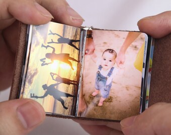 Photo Keyring in Leather Case| First Father's Day Gift for New Dad | Personalized Photo Keychain | Birthday | Anniversary Gift for Him