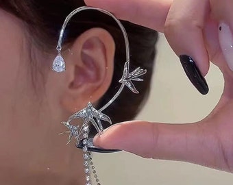 Butterfly earrings, non piercing ear cuff, party earrings, gold/silver butterfly jewelry, full ear earrings, Cuff Wrap Earring for Women