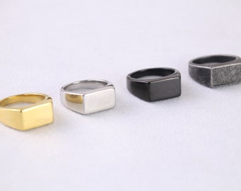 RVS Signet Ring - Mens zilveren vierkante signet ring - ringen voor mannen - unisex band ring - heren sieraden rechthoek - heren sieraden