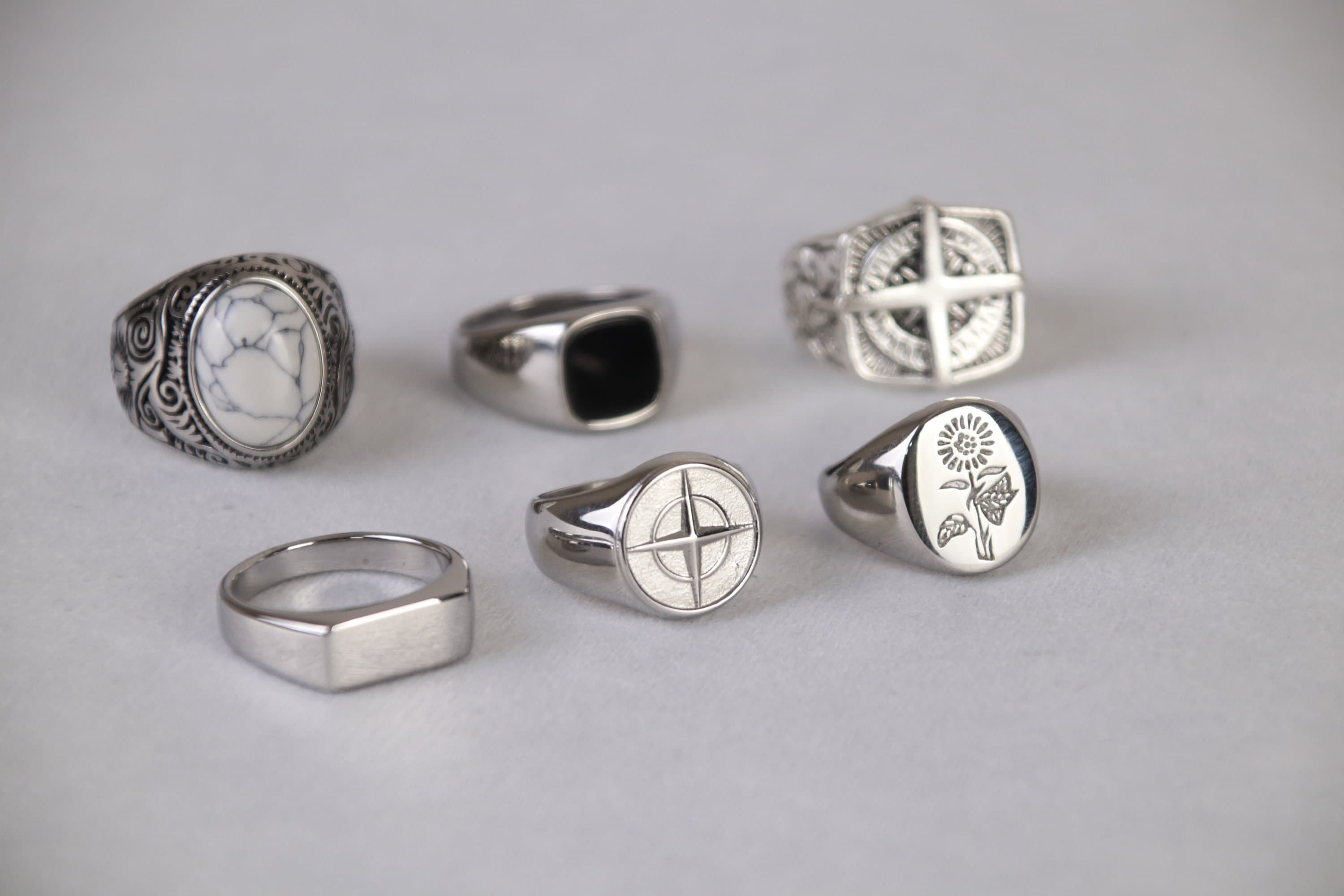 Polished Stainless Steel Signet Ring - The Abbeydale Signet