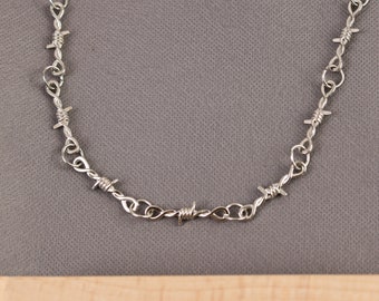 Wire Chain, Streetwear Chain Necklace, Barbed Wire Necklace, Cool Necklace, Street Necklace, Design Necklace, Silver Street Fashion Necklace