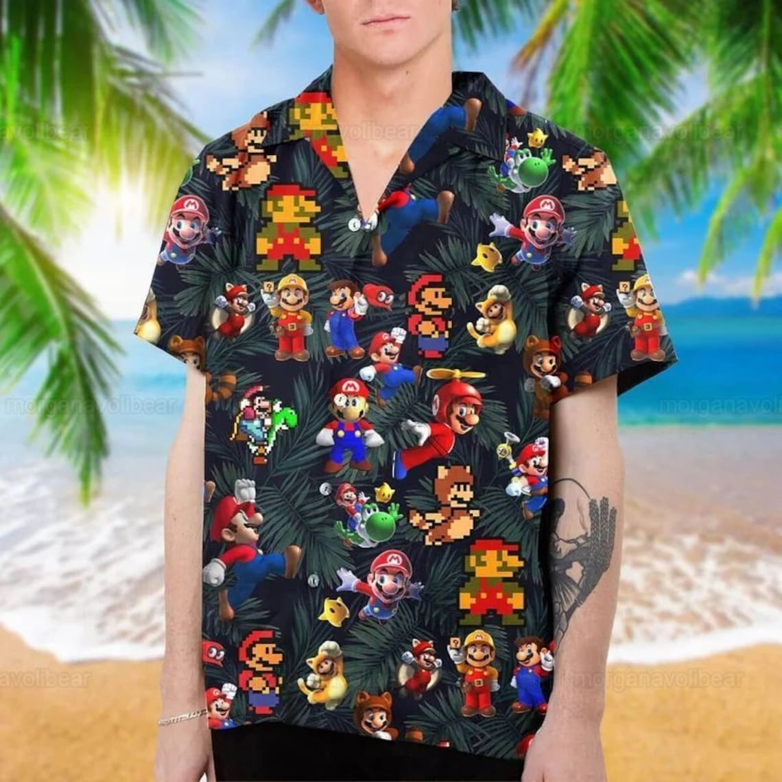 Mario Hawaiian Shirt Super Mario Shirt Super Mario Birthday Etsy