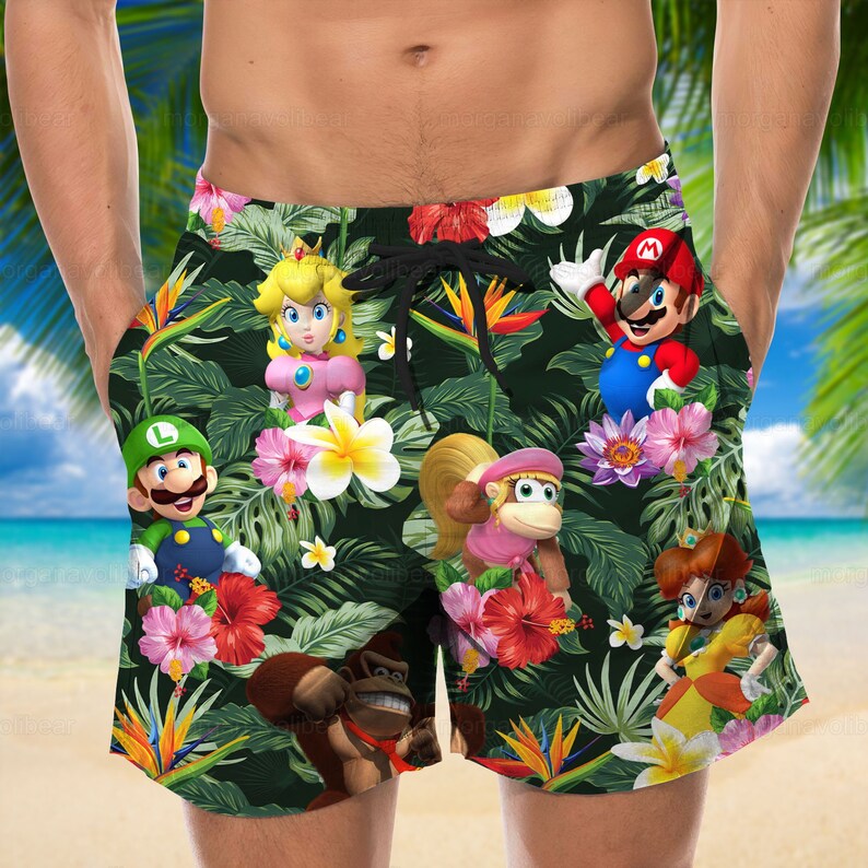 Super Mario Shirt Mario Hawaiian Shirt Mario Hawaii Shorts - Etsy