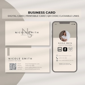 Biglietto da visita digitale con codice QR, Biglietto da visita, Biglietto da visita interattivo, Biglietto da visita stampabile con codice QR, Biglietto da visita modificabile