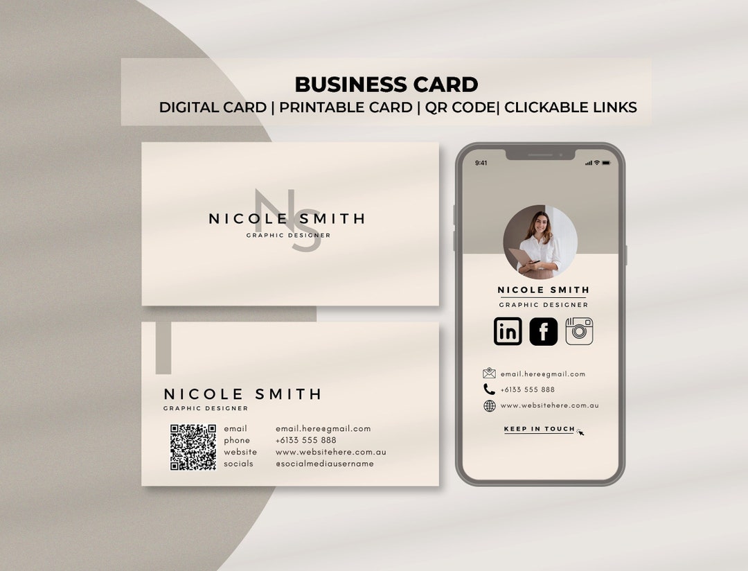 Digital Business Card With QR Code, Business Card, Interactive Business ...
