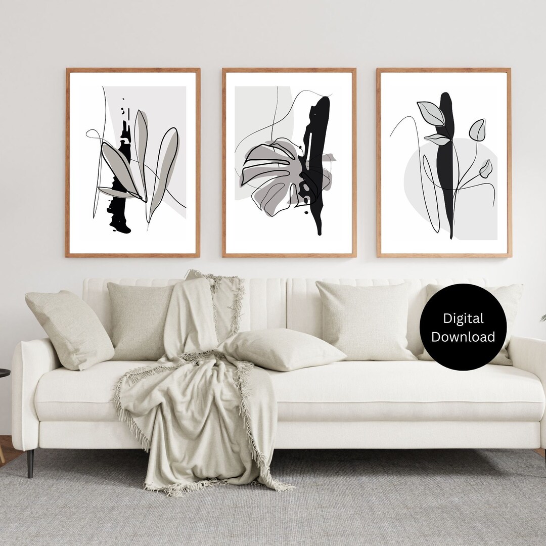 Neutral Wall Art, Botanical Prints, Set of 3 Prints, Plants Wall Art ...