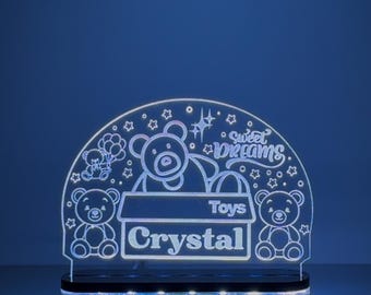 Personalized Teddy Bear Night Light | Custom Baby Name LED Lamp | Nursery Decor | Baby Shower Gift | Kids Bedroom Light