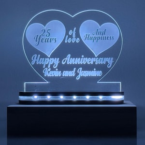 Personalized Anniversary Night Light | Custom Names & Year LED Lamp | Couple Gift | Wedding Anniversary