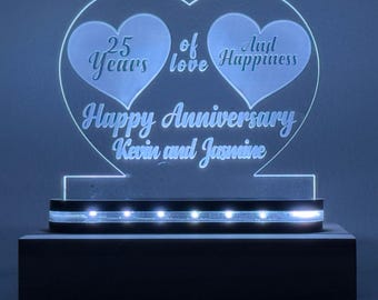 Personalized Anniversary Night Light | Custom Names & Year LED Lamp | Couple Gift | Wedding Anniversary