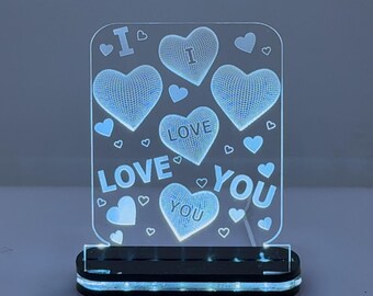 Personalized Valentine Night Light | Custom Name LED Lamp | Romantic Love Gift | Anniversary Gift | Couples Bedroom Decor