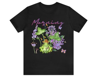 Cottagecore Frog T-Shirt: Botanical Butterfly Graphic Tee