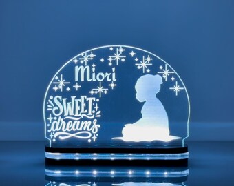 Personalized Sweet Dreams Night Light | Black Girl Nursery Lamp | Custom Name Kids LED Light | Baby Girl Night Light | Kids Room Decor