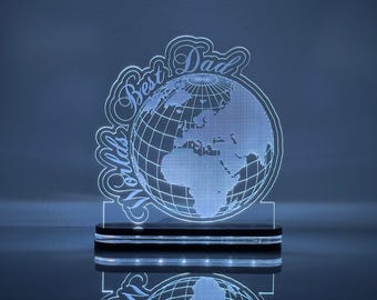 Best Dad Night Light | Fathers Day Gift | LED Lamp for Dad | World Globe Light | Dad Gift