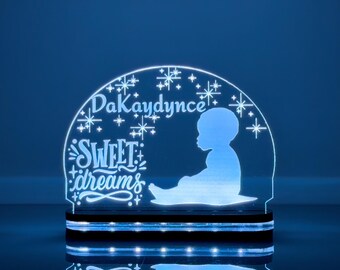 Personalized Sweet Dreams Night Light | Baby Boy Nursery Lamp | Custom Name Kids LED Light | Toddler Night Light | Kids Room Decor