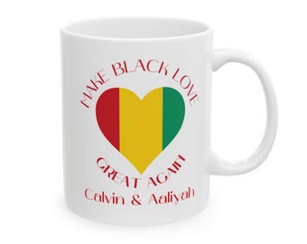Personalized Black Love Coffee Mug, Custom Couples Anniversary Gift