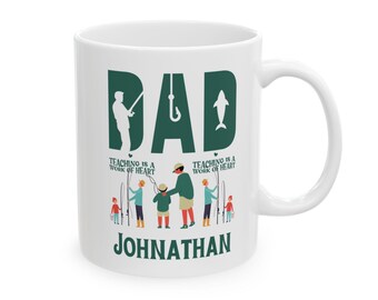 Fishing Dad Ceramic Mug, Father's Day Gift, Dad & Kids Design