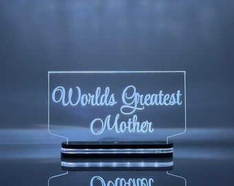 Worlds Greatest Mom Night Light | Mothers Day Gift | LED Lamp for Mom | Mom Birthday Gift