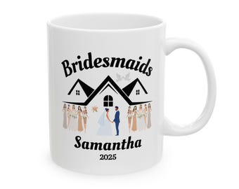 Personalized Bridesmaid Ceramic Mug: Custom Wedding Party Gift