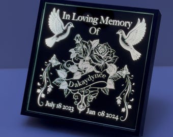 Personalized Memorial Shadow Box | LED Memorial Light Box | In Loving Memory Gift | Custom Bereavement Keepsake Decor