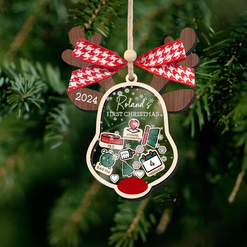Baby's First Christmas Ornament 2024, Personalized Baby 1st Christmas