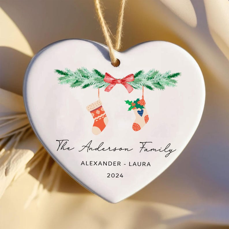 Personalized Family of 4 Ornament Custom Family Stocking Ornament With