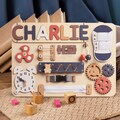 Personalized Busy Board with Baby Name, Custom Themed Sensory Board, Montessori Activity Toys Gift for Child Development, Educational Toy