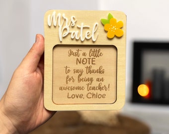 Personalized Teacher Sticky Note Holder, Custom Note Pad, Post It Note Holder, Teach Assistant Gift,End of School,Teacher Appreciation Gift