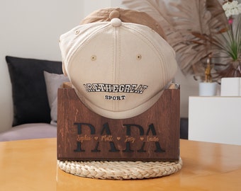 Custom Wooden Hat Holder | Personalized Cap Display | Hat Organizer for Dad | Perfect Father's Day Gift | Unique Gift for Him, Cap Stand