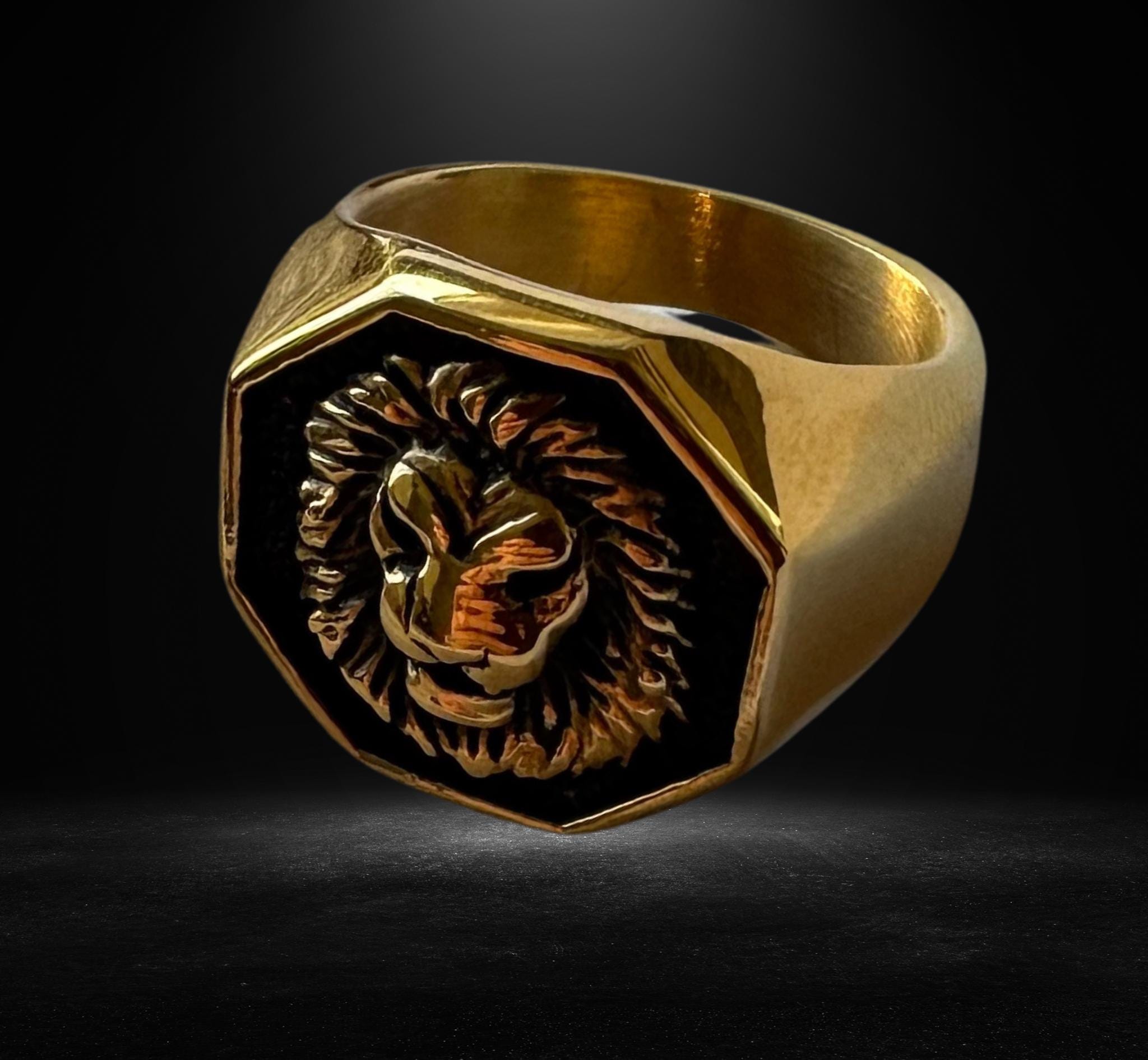 Doré Bague Tete De Lion Gucci Guess LION COIN Bague Yellow Gold