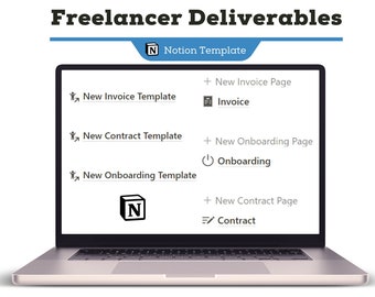 Notion Template For Freelancers, Invoice, Onboarding & Contract Deliverables, 3-in-1 Notion Business Template Pages