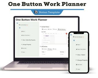 One Button Work Planner Notion Template, Use Just One Button To Do Your Work Planning, Exploratory & Experimental Notion Button Template