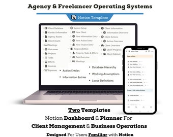 Operating Systems Notion Template Bundle, Agency & Freelancer Notion Dashboard For Client Management and Business Operations
