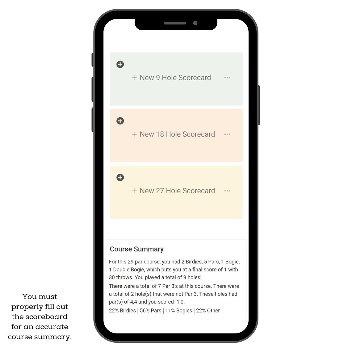 Disc Golf Scorecard & Golf Scorecard Notion Template, Solo Scorecard