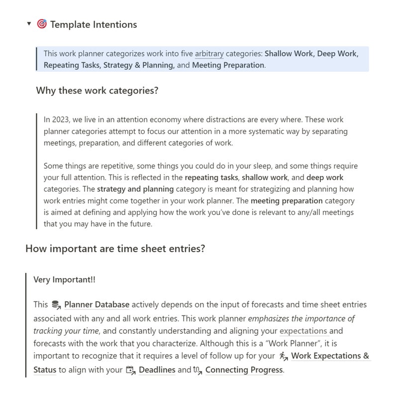 Project Work Planner Notion Template, Categorized Project Management ...