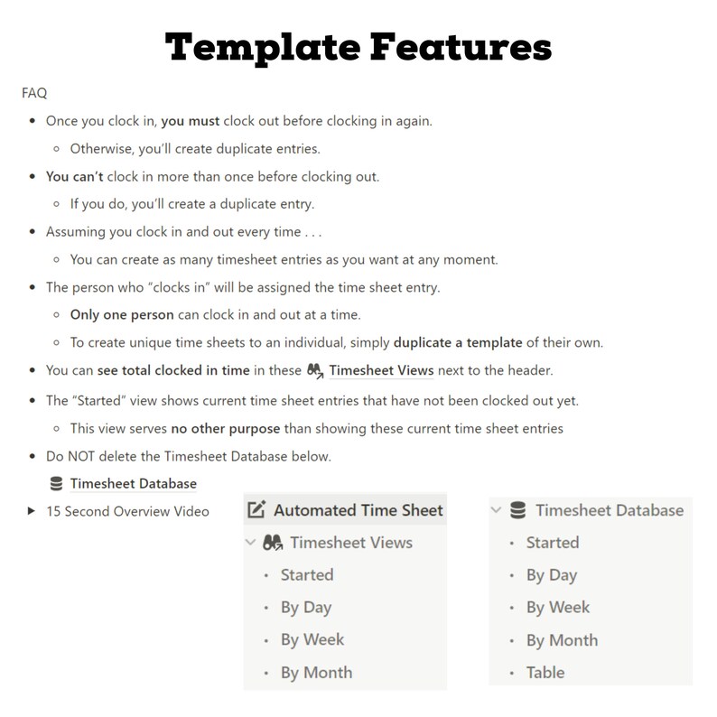 Automate Your Time Sheet, Timesheet Notion Template to Make Tracking