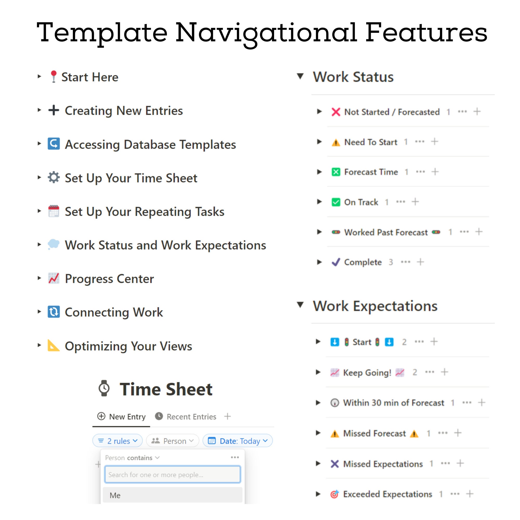 Project work planner notion template categorized project management