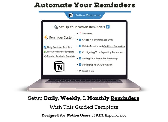 Automate Your Reminders With This Notion Template, Daily, Weekly, Monthly Reminder Planner For Automatic Notifications