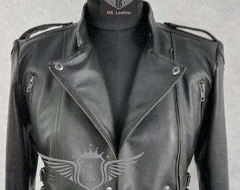 Lambskin Leather Cropped Biker Jacket: Slim Fit Bolero Shrug