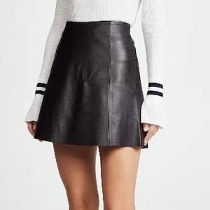 Women&#39;s & Girls 100% Genuine Soft Lambskin Leather New Design Cropped Motor Slim fit Sexy Mini Skirt