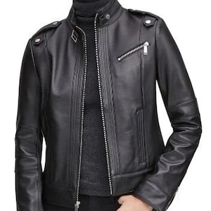 Women&#39;s & Girls 100% Genuine High Quality Lambskin Leather  Moto Biker Jacket Slim-fit,Long Sleeves, Beautiful Look