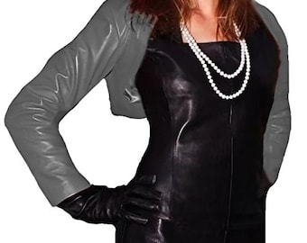 Lambskin Leather Cropped Bolero Shrug - Moto Biker Jacket
