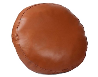 Genuine Lambskin Leather Round Pillow Cover: Soft Home Decor