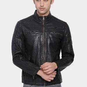 Men&#39;s & Boys 100% Real High Quality Lambskin Leather Motorcycle Biker Jacket Slim-fit, Long Sleeves