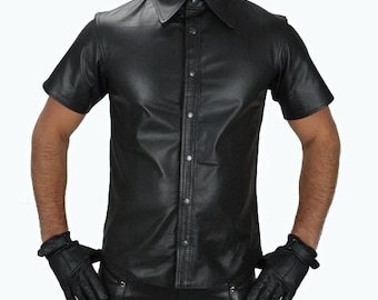 Camiseta de motociclista de piel de cordero: corte entallado, media manga